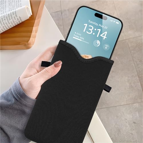Image of HAQuke Men Women Phone Sleeve Pouch Case Bag with Crossbody Strap /Neck Lanyard for iPhone 17 /16 /15 Pro Max, Air, 16 /15 Plus, 16e; Black