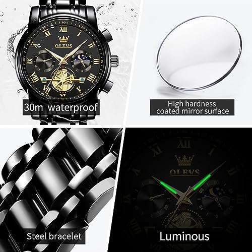 Image of OLEVS Watch Men Luxury Dress Stainless Steel Date Analog Watch Waterproof