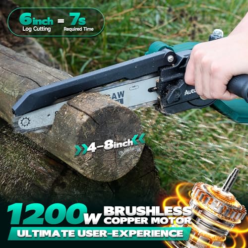 Image of Brushless Cordless Pole Saw & 8Inch Mini Chainsaw For Branch Cutting
