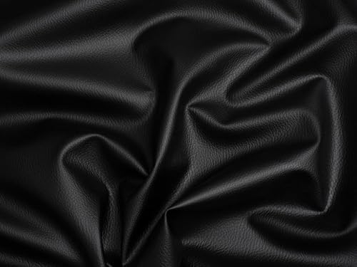 Minerva Core Range Black Textured Faux Leather Fabric for Bag Making, Dressmaking & Upholstery - 140cm Wide - per metre