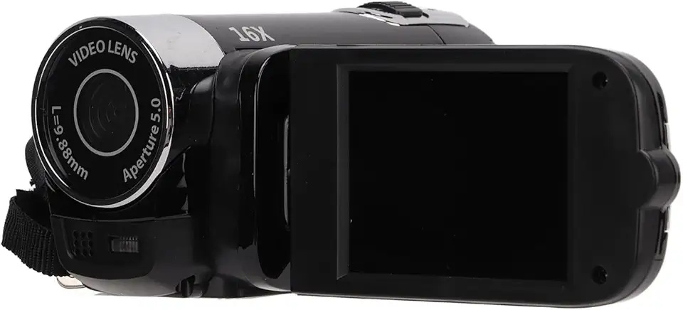 Câmera de Vídeo Filmadora Full HD 4K 48MP Gravador de Câmera Rotação de 270 ° Tela Colorida de 2,7 Polegadas Com Zoom 16X Filmadoras Digitais Dispositivo de Gravação (Preto)
