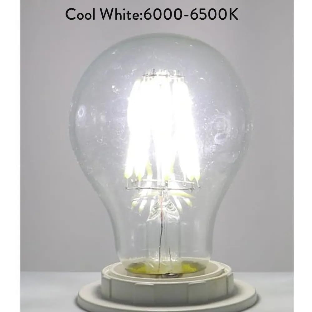 1fortunate Paquete de 20, lámpara de luz con filamento LED Retro AC220V E27/B22 2W/4W/6W/8W A60 bombilla Led Edison Vintage carcasa de vidrio transparente(Cold White,E27 4W)