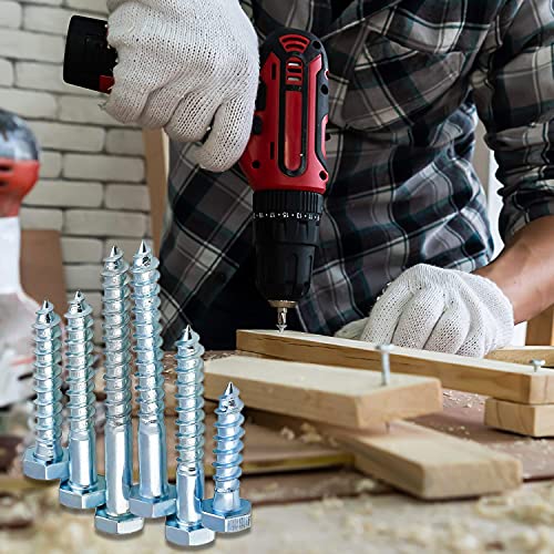 Sechskant Holzschrauben Schlüsselschrauben M6*40 M6*80 M8*40 M8*60 Verzinkt Gestellschraube Schlüsselbolzen (70 Stück) – Bild 6