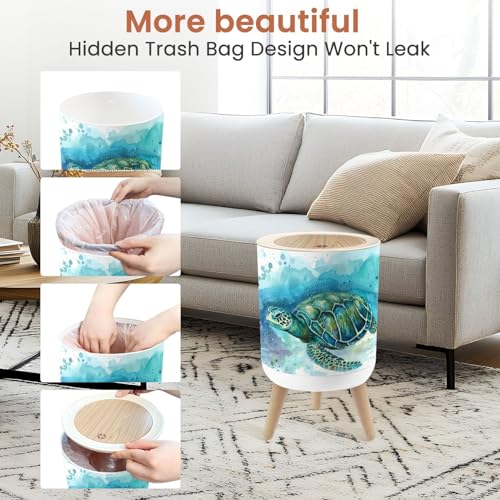 Papelera pequeña con tapa temática tortuga 1.8 gal miniatura 4