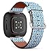 CJBROES Replacement Leather Watch Band, Compatible with Fitbit Versa 3 and Fitbit Sense of Wristband Bracelet Accessory - Ornament Blue
