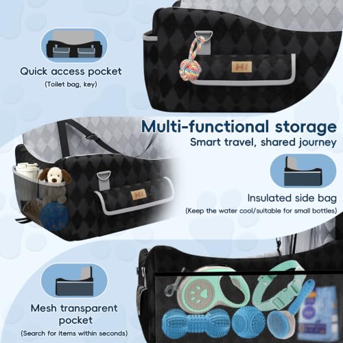 Dog Car Seat with 4 Storage Pockets