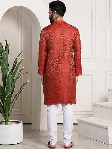Image of SOJANYA (Since 1958 Men's Silk Blend self Design Kurta and Churidar Pyjama Set