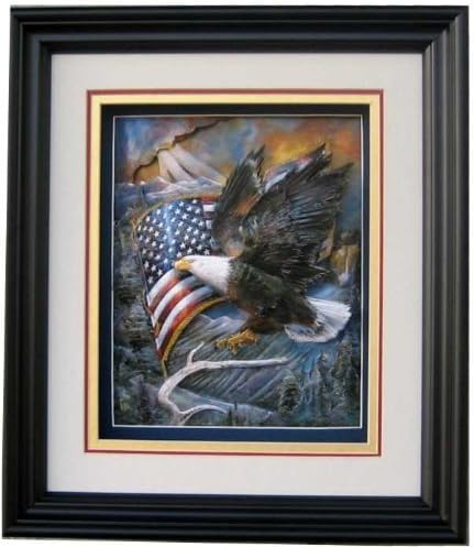 American Pride - Eagle and Flag - Paper Tole 3D Decoupage Craft Kit Size 8x10 inches 18988 (The Additional Pictures Show Examples of This Craft Kit Assembled and Framed in a Shadow Box Frame)
