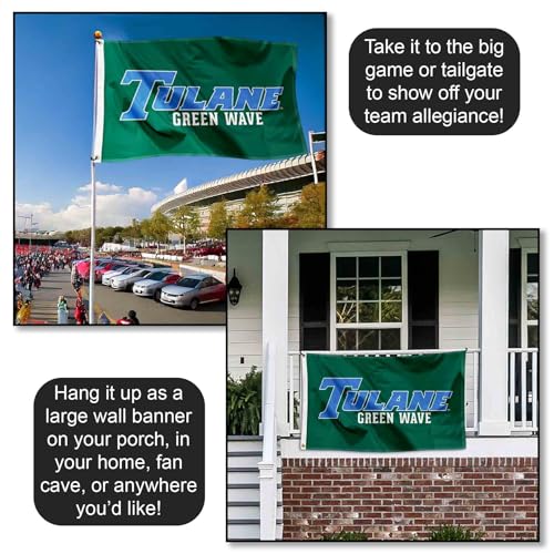 Tulane University Flagge 91x152 Cm – 100 % Polyester, Doppelseitig, Für Indoor & Outdoor