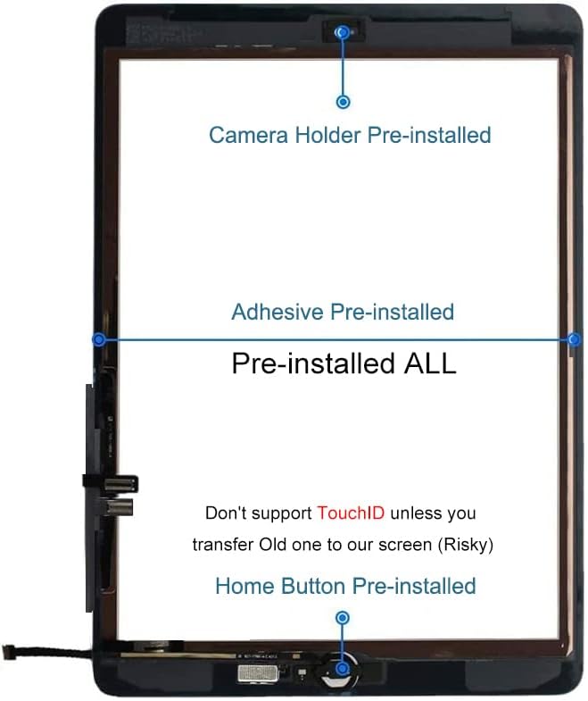 for iPad 7 7th / 8 8th Gen Screen Replacement Digitizer Touch Glass 10.2", for 7th 8th Generation A2197 A2198 A2200 A2270 A2428 A2429 A2430,+Home Button,Video Guide,Full Repair Kit