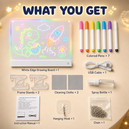 Regalo de cumpleaños ideal: Tablero de dibujo LED recargable 7