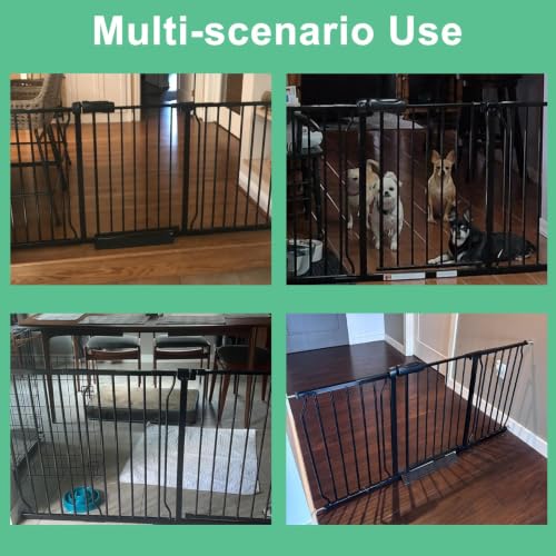 Image of ALLAIBB Extra Wide Pressure Mounted Baby Gate Walk Through Child Kids Safety Toddler Tension White Long Large Pet Dog Gates with Extension for doorways Kitchen (57.48-62.20 inch /146-158cm, Black)