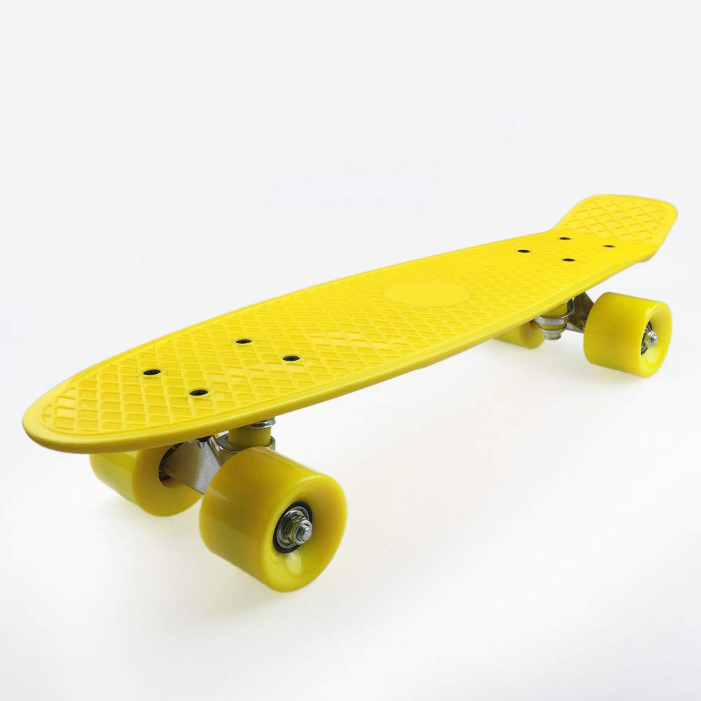 Kid's Complete Retro Plastic Skateboard with LED Light Up Wheels 22in