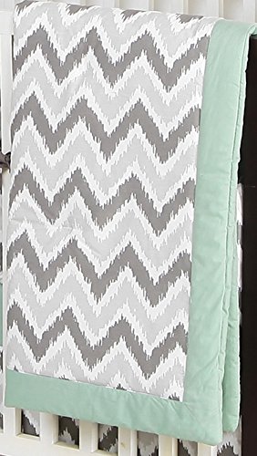 Bacati - Mix N Match Zigzag Ikat Crib Comforter (Grey/Mint)