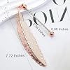 6 Pack Beadable Bookmarks Feathers Metal DIY Bookmark for Beaded Bar Bulk Blank Silicone Beads Pendants Charms Beading Book Marks Maker Craft for Book Love, Gold Silver Rose Gold #4