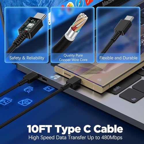 45W Dual Super Fast Charging Block and Long USB C to C Cable 10ft,Type C Wall Plug and Android Phone Charger Cord for Samsung Galaxy S26 Ultra/S25/S24/S23+/S22 Plus/S21/Note 20/iPhone 17 16 15 Pro Max - image 4