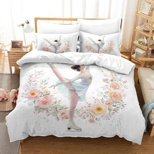 Parure de lit microfibre 200x200cm motif plumes avec housse de couette