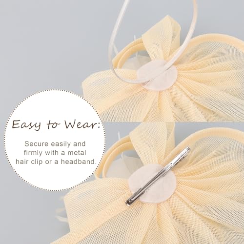 Image of DRESHOW Fascinators Hat Feather Headband Women's Fascinators Tea Party Headwear with Clip Flower Head Band for Girls & Women