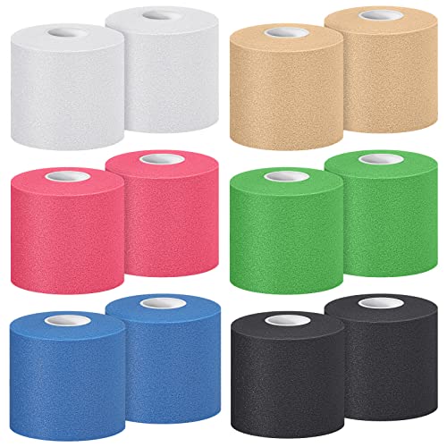Image of Nuanchu Pre Wrap Athletic Tape 12 Rolls x 30 Yards Prewrap, Bright Colors | Pre Wrap Elastic Tape, 2.75 inch x 30 Yards, Foam Underwrap for Wrist Ankle Hand Hair Knees fingers Sports, Running Soccer Hiking