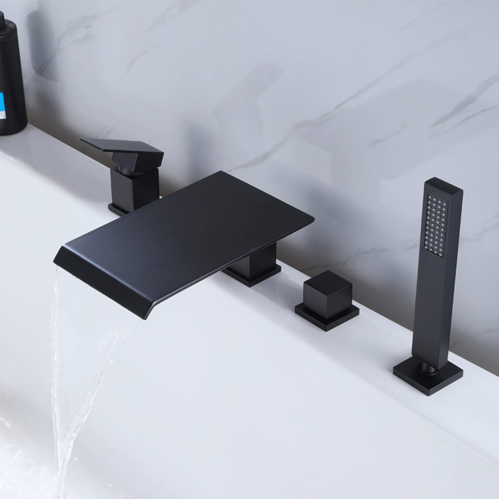 Set Moderno di Miscelatore Doccia/Vasca a Cascata a 4 Fori - Rubinetto di riempimento Vasca di Lusso con Flusso Regolabile - Elegante e Facile da installare per bagni Raffinati