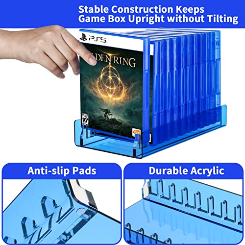 CaSZLUTION Suporte organizador de acrílico para armazenamento de videogame para PS5, PS4, PS3, caixa