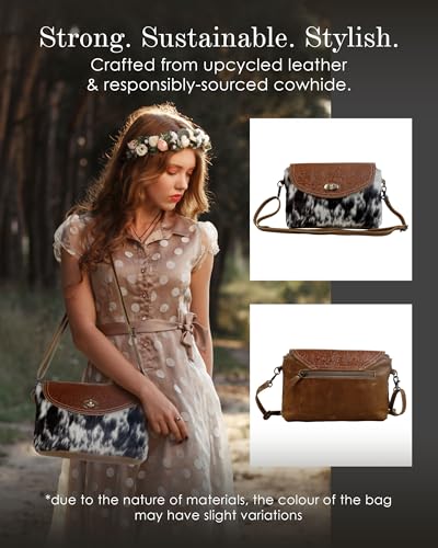 Myra Bag Procrastination Leather & Cowhide Bag Upcycled Cowhide & Leather S-29782