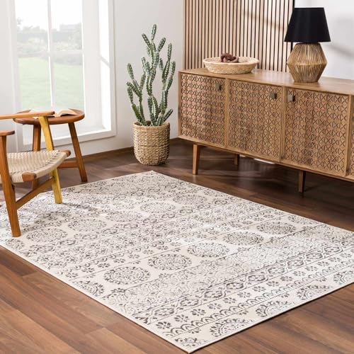Tapete redondo beige floral Boho 200x200 cm miniatura 6