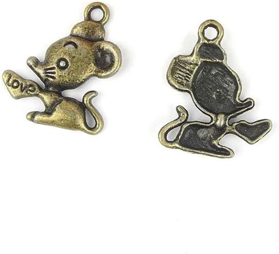 Jewelry Making Charms IS030 Mouse Rat Ancient Bronze Retro Findings Bulk Pendant for Necklace Bracelets