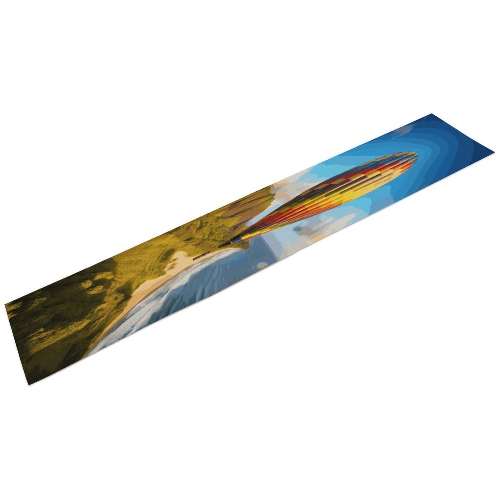 Btcowzrv Style Hawaii Hot Air Balloon Linen Table Runner 72.4 Inches Long, Machine Washable Table Runner For Party Kitchen Dining Table Coffee Holiday Party Decor, 13.4"X72.4"