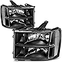 AUTOSAVER88 Headlight Assembly Compatible with 2007-2013 GMC Sierra 1500/2007-2014 Sierra 2500HD 3500HD Black Housing Clear Lens(Driver and Passenger Side)