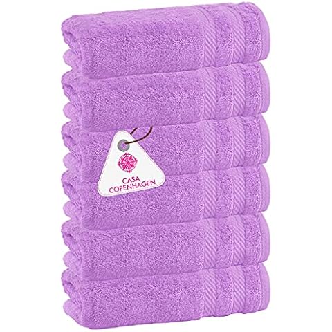 Casa Copenhagen Luxury Hotel & Spa Quality, 600 GSM Premium Cotton, 6 Piece Hand Towel Set, Purpel Rose Cover