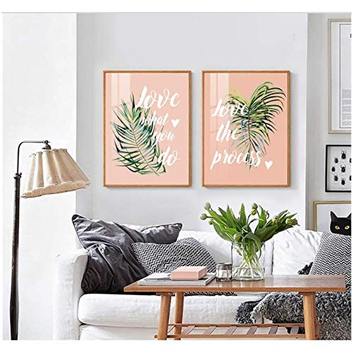 Hojas verdes americanas en lienzo de 50x70 cm para decorar paredes vacías con arte moderno