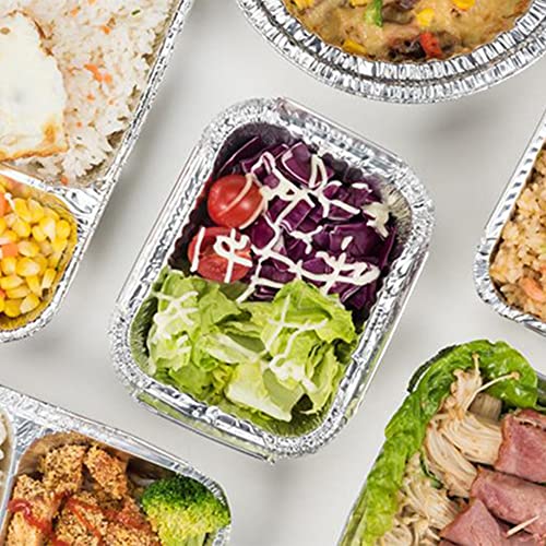 Image of Othmro 5 inchx4 inchx1.7 inch Aluminum Foil Pans,Disposable Takeout Pans, 50pcs Aluminum Foil Food Containers Rectangle Pans 220ml for Cooking, Baking, Heating, Storing, Food Prepping