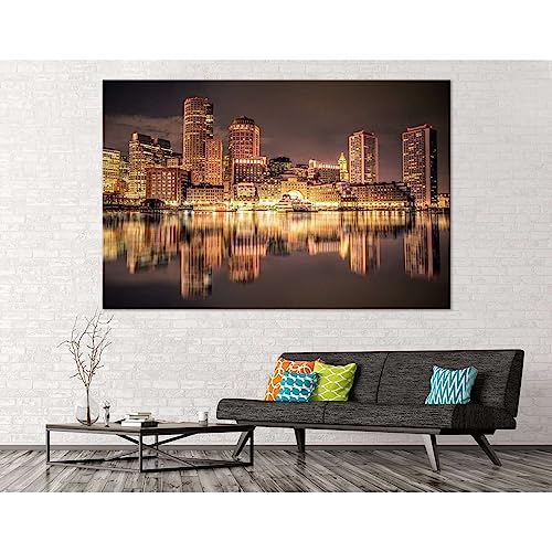 Impression sur toile Boston Skyline ZELLART 140x90cm pour salon
