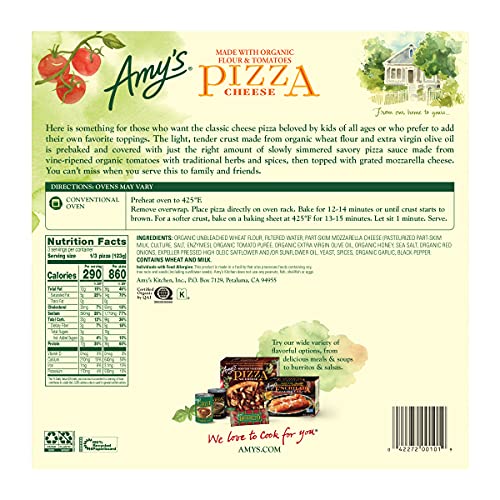 Amy'S 0042272001019 Frozen Pizza, Cheese Pizza thumb #4