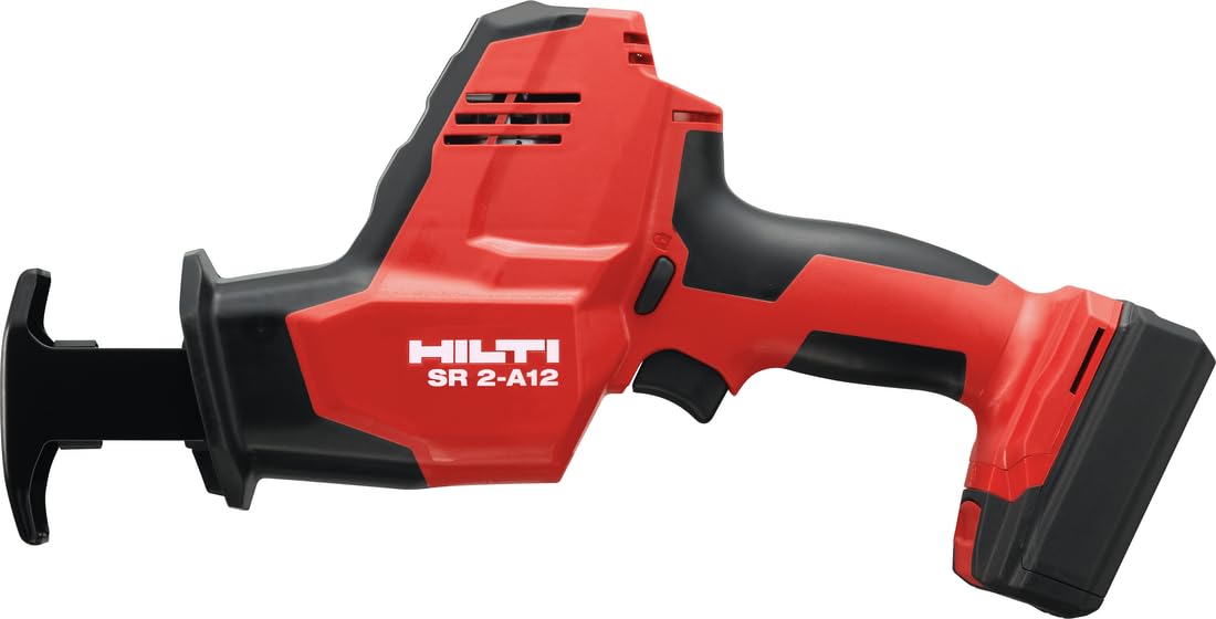 Hilti 2406818 Kit Sierra de sable SR 2-A12 + 2 baterías B 12/4.0 + cargador C4/12-50 + Juego 10 hojas de sierra de calar (Longitud carrera 16mm. Tasa 2900 cpm. Demoliciones ligeras. Con maletín)