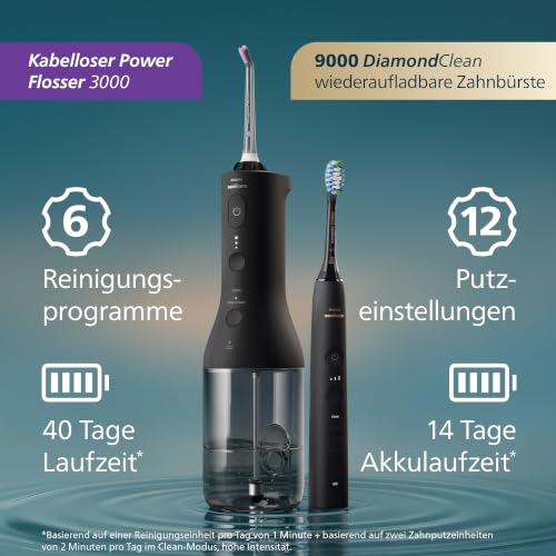 Philips Sonicare kabellose Power Flosser Munddusche und DiamondClean 9000 elektrische Zahnbürste – Saubere Zähne… – Ansicht 4