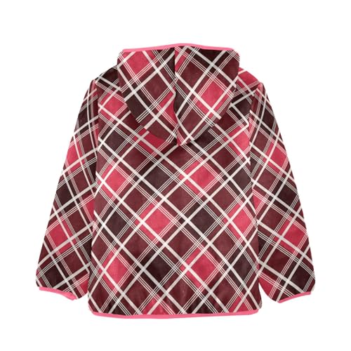 GuoChe Argyle Plaid Scotland Red Kid Fleece Jacket2