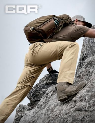 Image of CQR Men's Convertible Cargo Tactical Pants, Water Resistant Outdoor Hiking Pants, Zip Off Lightweight Stretch Work Pants