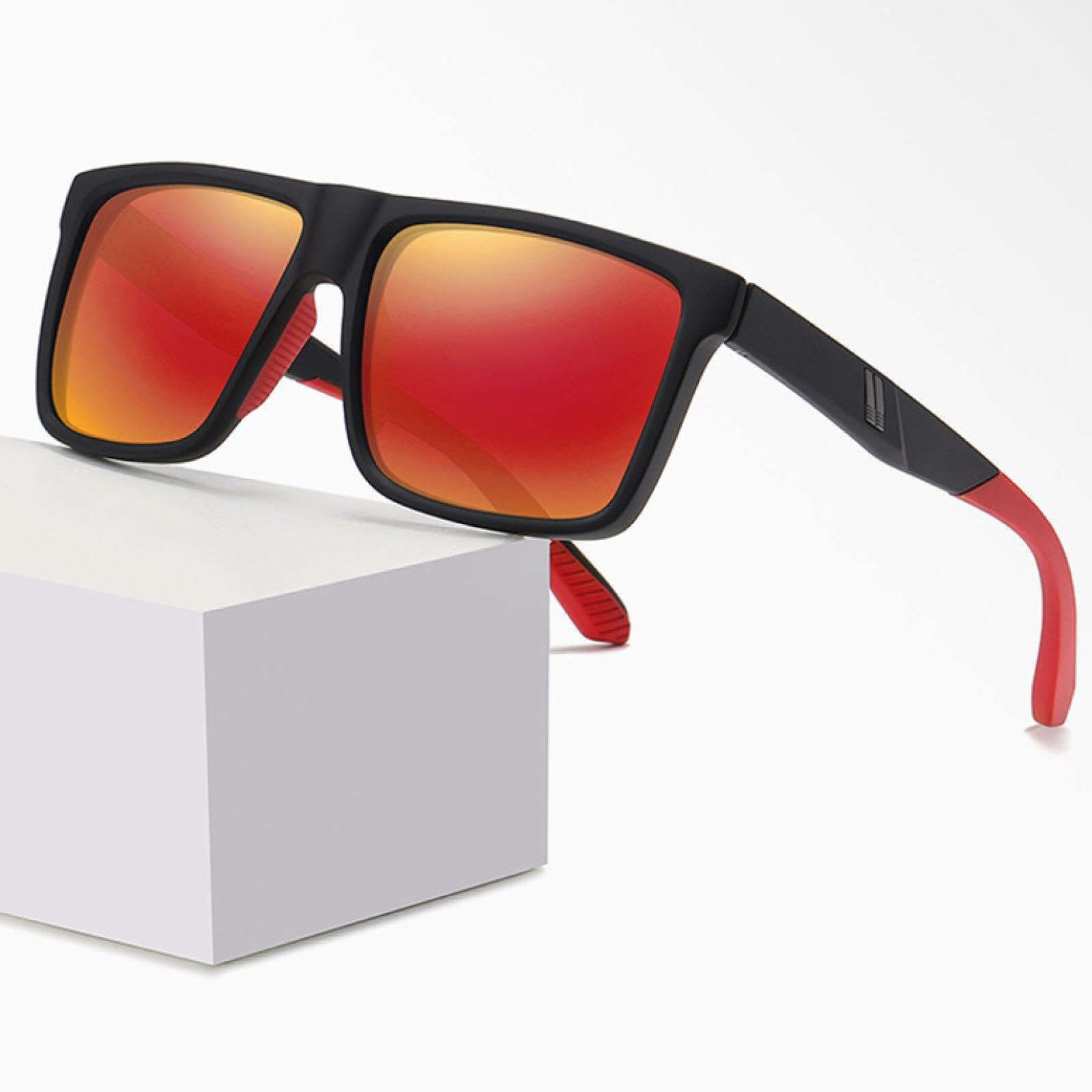 Gafas de sol con montura masculina, de moda, color marrón y azul, polarizadas, para hombre, con protección UV400