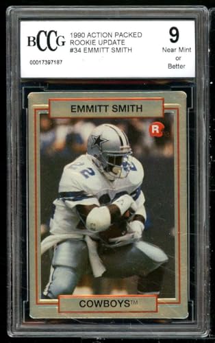 1990 Action Packed Rookie Update 34 Emmitt Smith Rookie BGS BCCG 9 Near Mint+