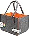 Sac à shopping en feutre, grand sac à provisions avec anse, panier à provisions pliable pour le stockage du bois, sac de transport polyvalent également pour ranger les jouets (gris foncé/orange)