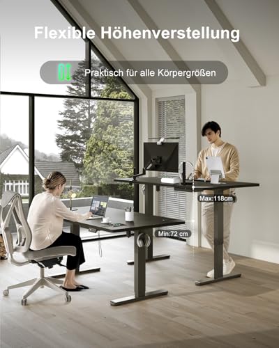Devoko Höhenverstellbarer Schreibtisch 180x80cm mit Typ-C Ladeanschluss, Schreibtisch Höhenverstellbar Elektrisch… – Ansicht 8