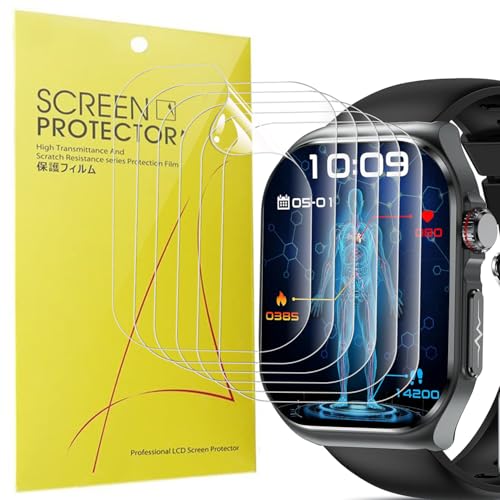 Blueshaweu Lot De 6 Films De Protection D'écran Transparents En TPU Flexible Pour Montre Intelligente HIRREO TX1 (2,13''), Compatible Avec La Montre Intelligente LIGE/HIRREO TX1 (transparent