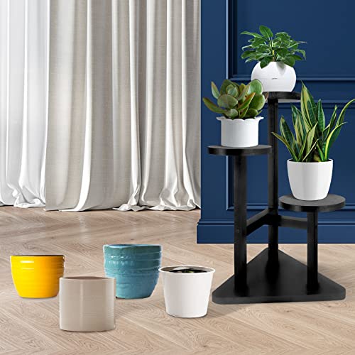Geebobo 3 Tier Plant Stand, Tall Wood Plant Shelf Holder For Indoor Plants, Outdoor Garden Plant Display Rack Flower Pot Stand For Corner Living Room Balcony Garden Patio, V3( No Wheels) #TOP6