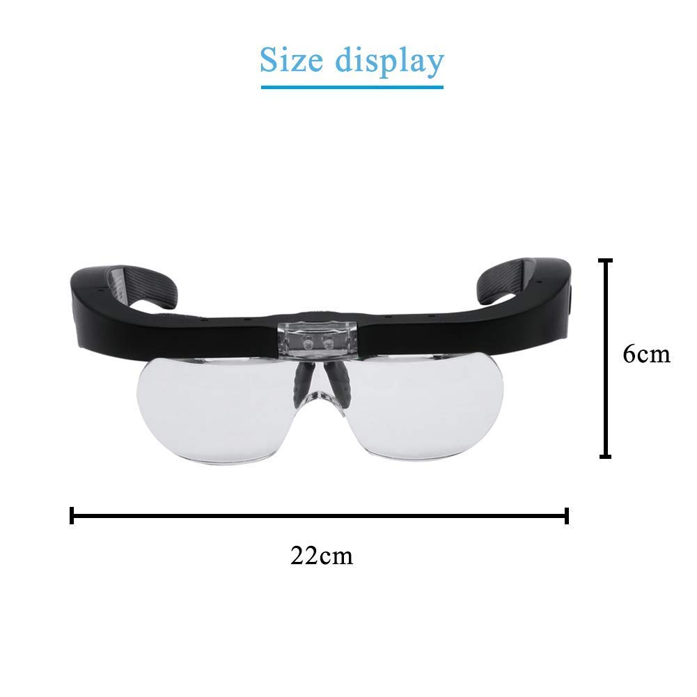 Loupe Frontale Lumineuse Avec Visière Intégrée - Zoom 1,5X À 5X Et 4 Lentilles Détachables - Lunettes Loupe Frontales Pour La Lecture, La Bijouterie, La Réparation De Montres Et D'Appareils Électroni