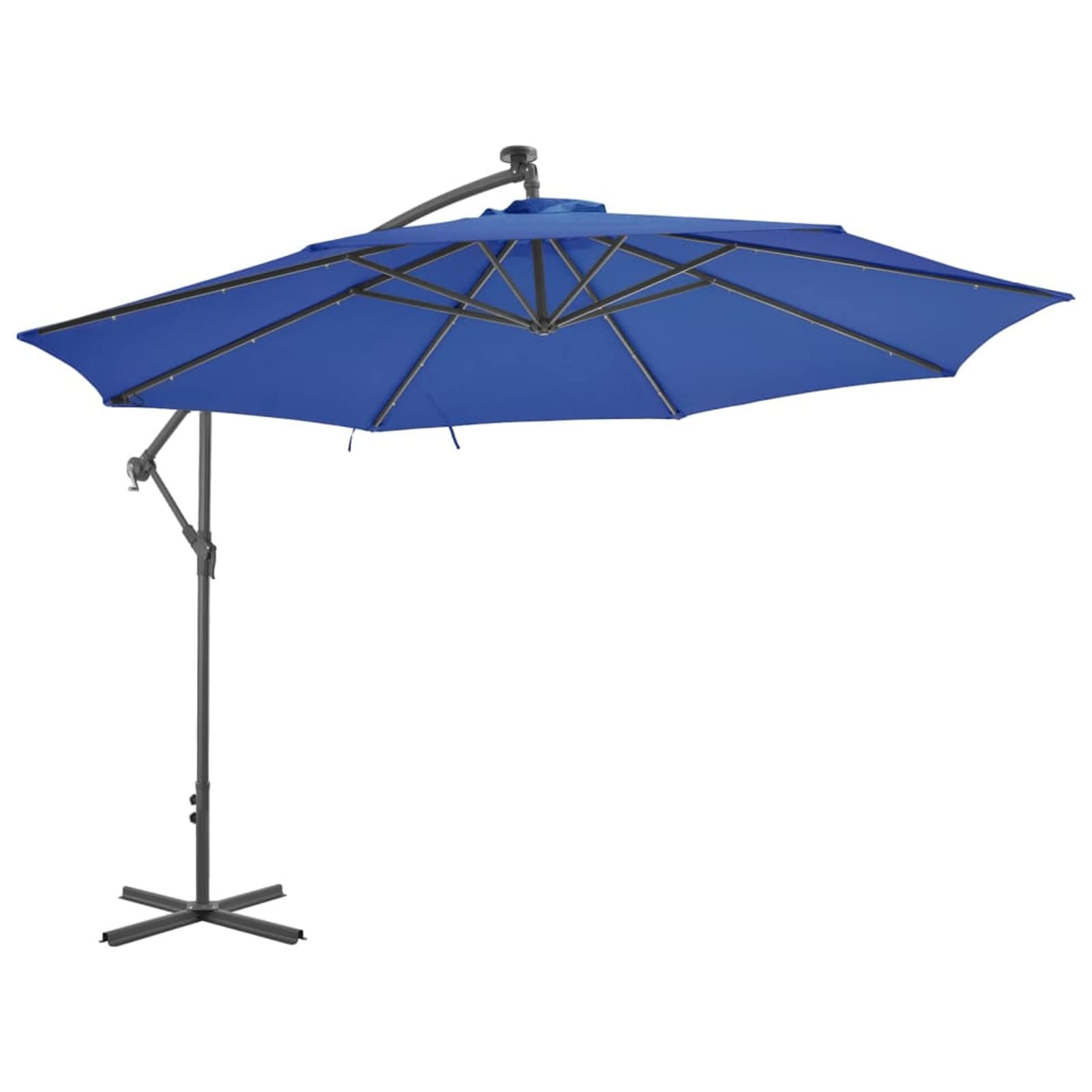 Tidyard Parasol Excéntrico Sombrilla Voladiza Parasole para Terraza Jardín Playa Balcón Piscina Patio Sombrilla voladiza con Luces LED Azul 350 cm