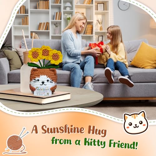 Regalos para niñas de 6 a 12 años: animales positivos de ganchillo y girasol de punto 5
