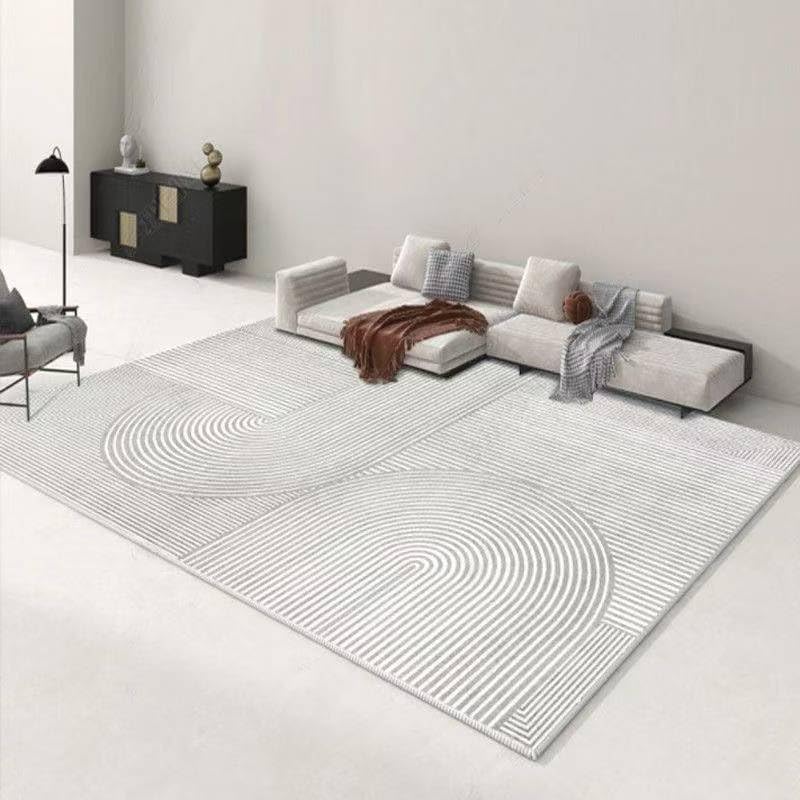 Tapis géométrique moderne pour couloir et salon, format 120x180 cm lavable gris