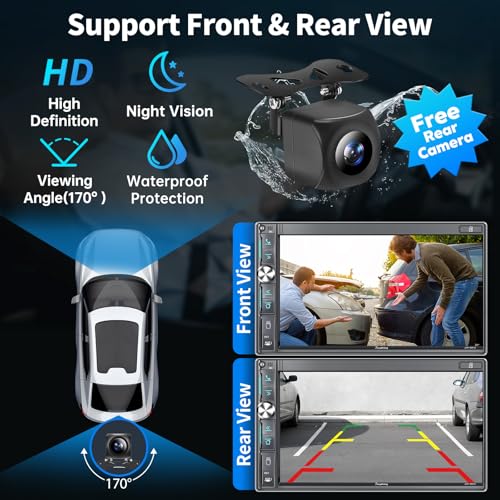 Image of 7 inch Double Din Car Stereo with Wireless Apple CarPlay & Android Auto